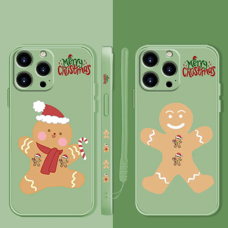 

Merry Christmas Snowman Sugar Cookies Liquid Phone Case For Apple iPhone 14 13 12 11 Pro Max 13 12 Mini XS XR X 7 8 6 6S Plus