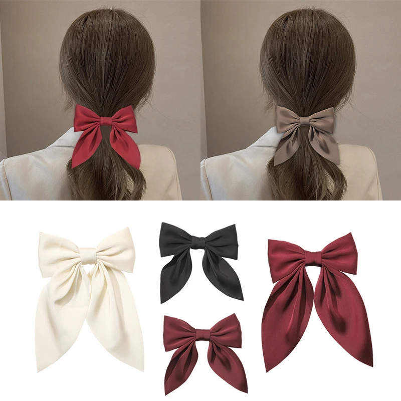 

Bow Hair Clip Big Bowknot Emperament Hair Bow Ribbon Clip Ladies Hair Accessories For Women Sweet Solid Color Fashion Hairgrip