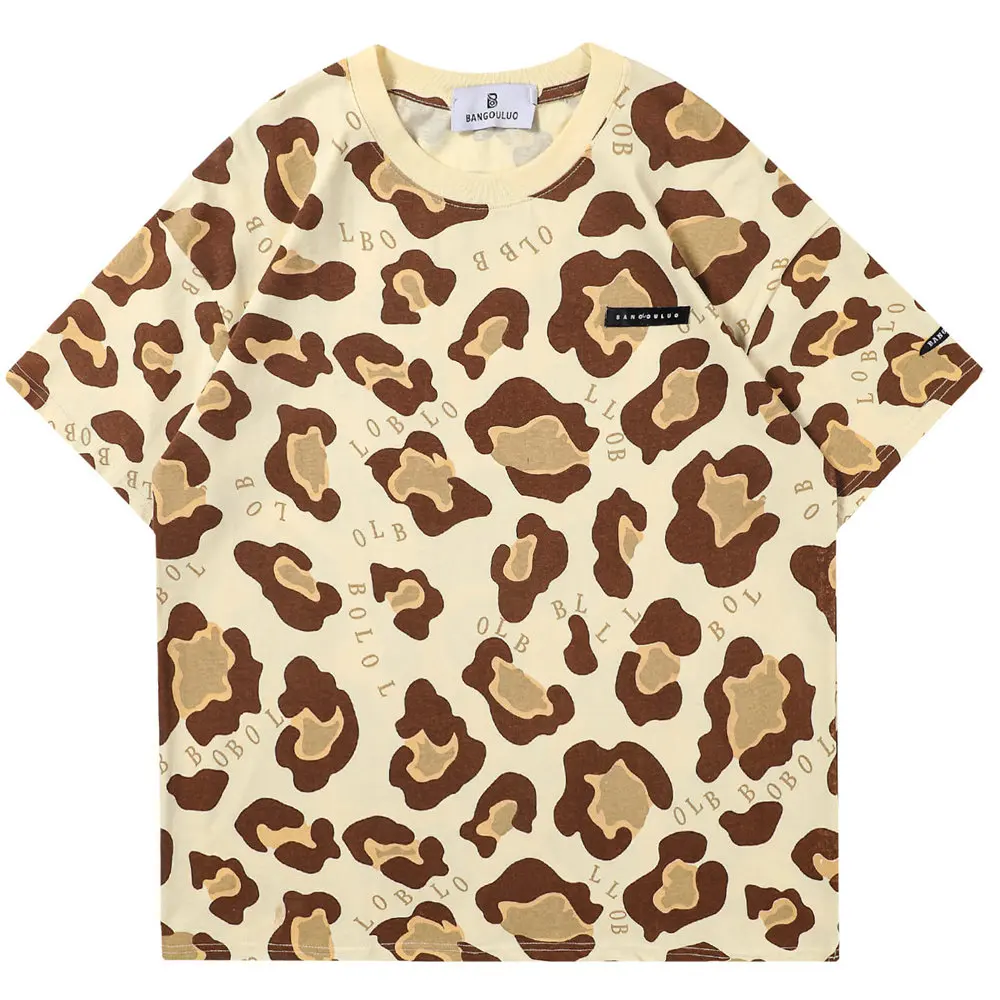 

Oversized T-shirt Leopard Print Cotton O-neck Canada Top 2022 Harajuku Summer Short Sleeve Streetwear Casual Hip Hop T Shirt