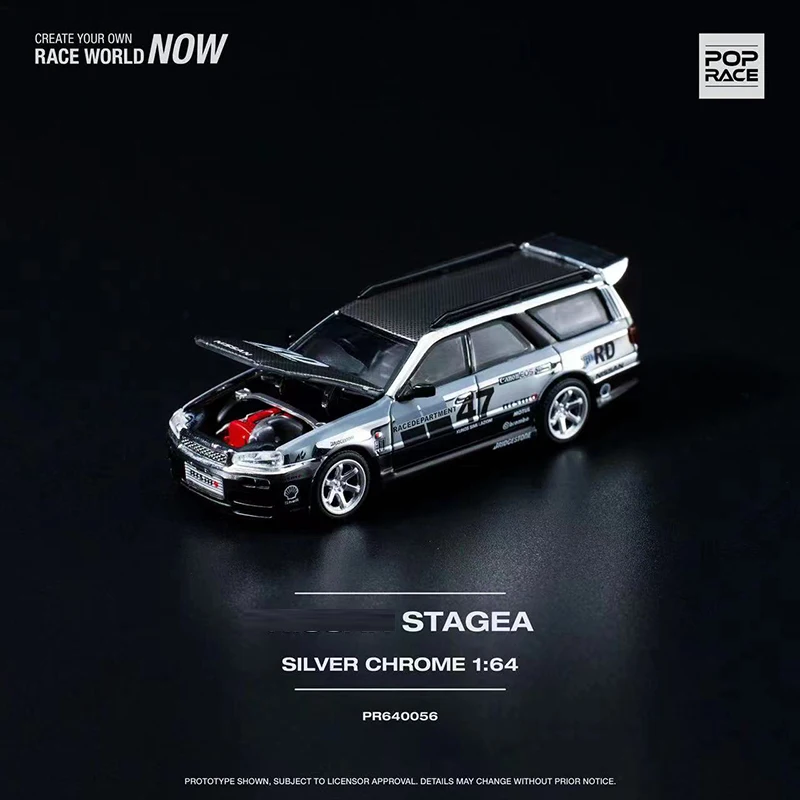 POPRACE 1:64 модель автомобиля Stagea сплав литой Открытый капюшон-хромированный