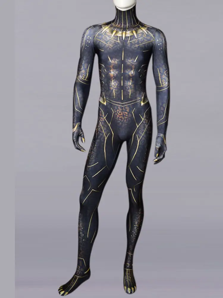 Adults Halloween Black Panther Cosplay Costume Kids Superhero Zentai Suit Bodysuit Men Party Jumpsuit
