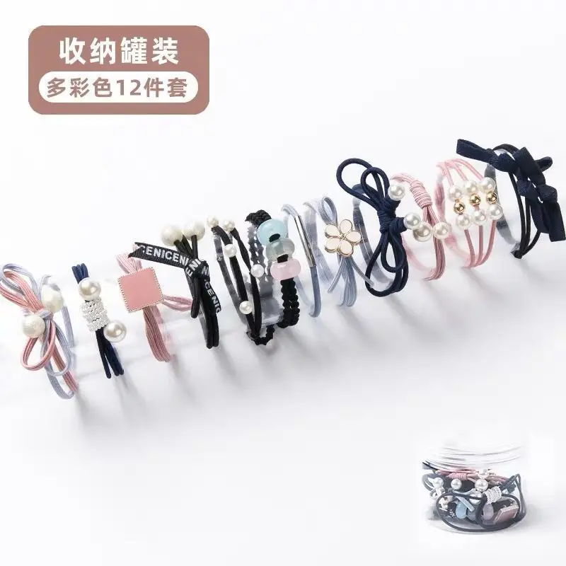 

Women Elastic Hair Bands Hair Tie Girl Acrylic Crystal Beads Bow knot Korean Hair Accessories Handmade Head Bands Wholesale