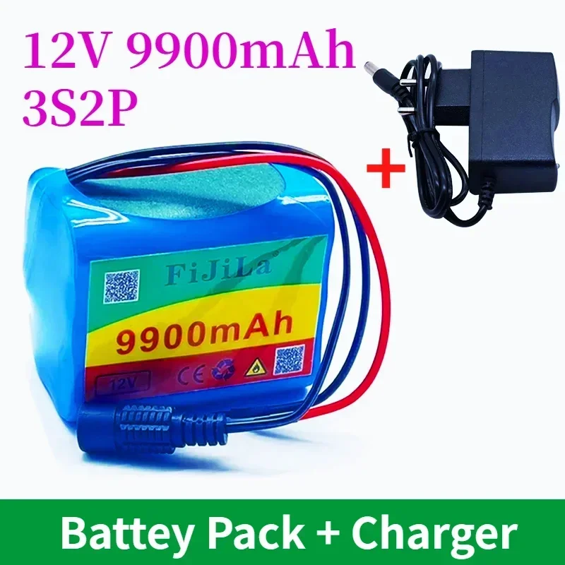 12V Batterie 9900mAh 3S2P KLUOSI Große Kapazität 11.1V Lithium-Ion Pack mit 5A BMS für LEDLampe Licht Backup Power