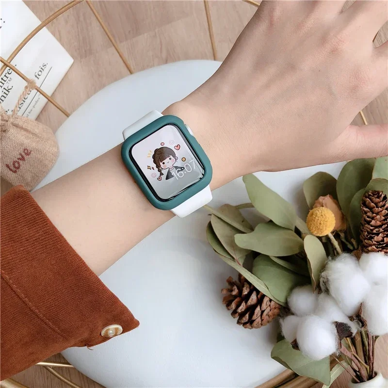 Ремешок силиконовый для Apple Watch band 45 мм 44 49 40 41 42 спортивный браслет correa iWatch Series SE 9 8