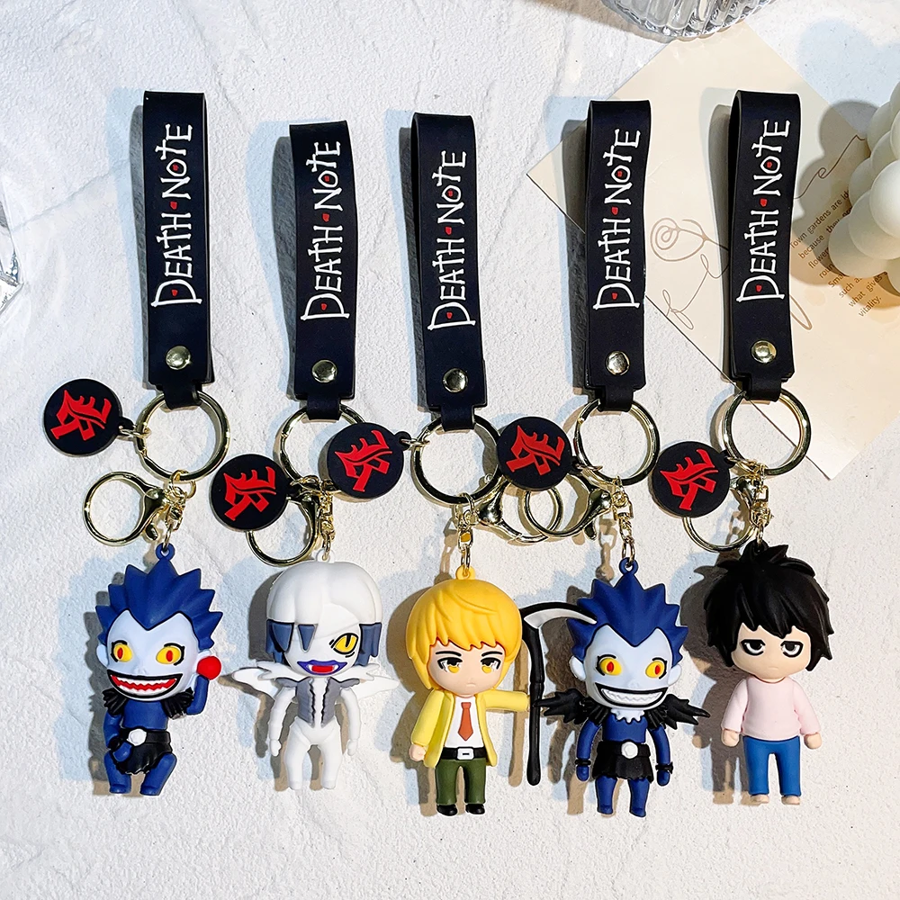 

Japan Anime DEATH NOTE PVC Figurine Model Keychain Cartoon Yagami Light Ryuk Rem Pendant Keyring for Men Car Ornament Toy Gift