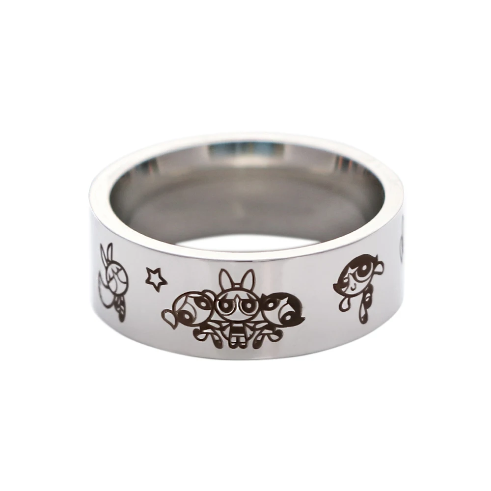 

Cartoon Anime Cute Stainless Steel Ring Titanium Steel Men's Woman Ring Fashion Temperament Jewelry Accessories Gifts for Kids