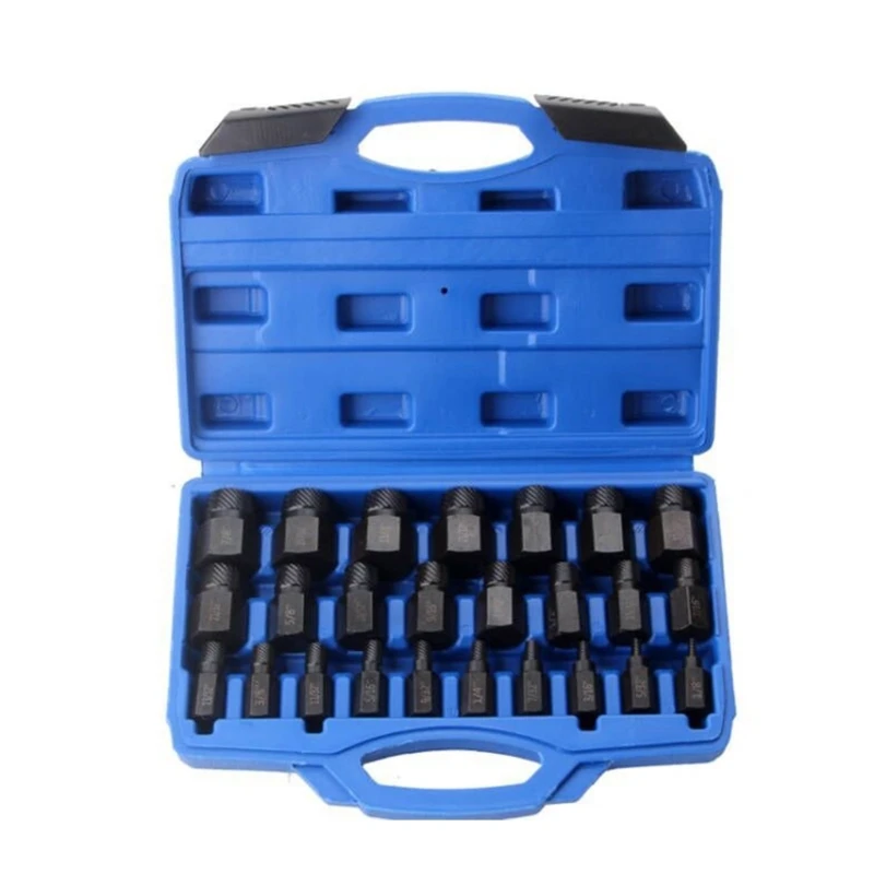 25Pcs Damaged Screw Extractor Drill Bits Guide Set Broken Speed Out Easy out Bolt Stud Stripped Screw Remover Tool
