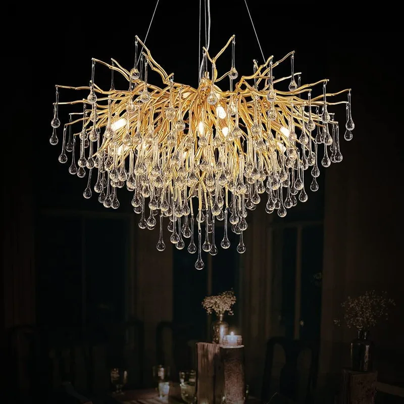 Artpad Rectangular Crystal Chandelier Living Room Lobby Hotel Light Fixtures for Celling Chandelier Modern Decorative Led Lamps