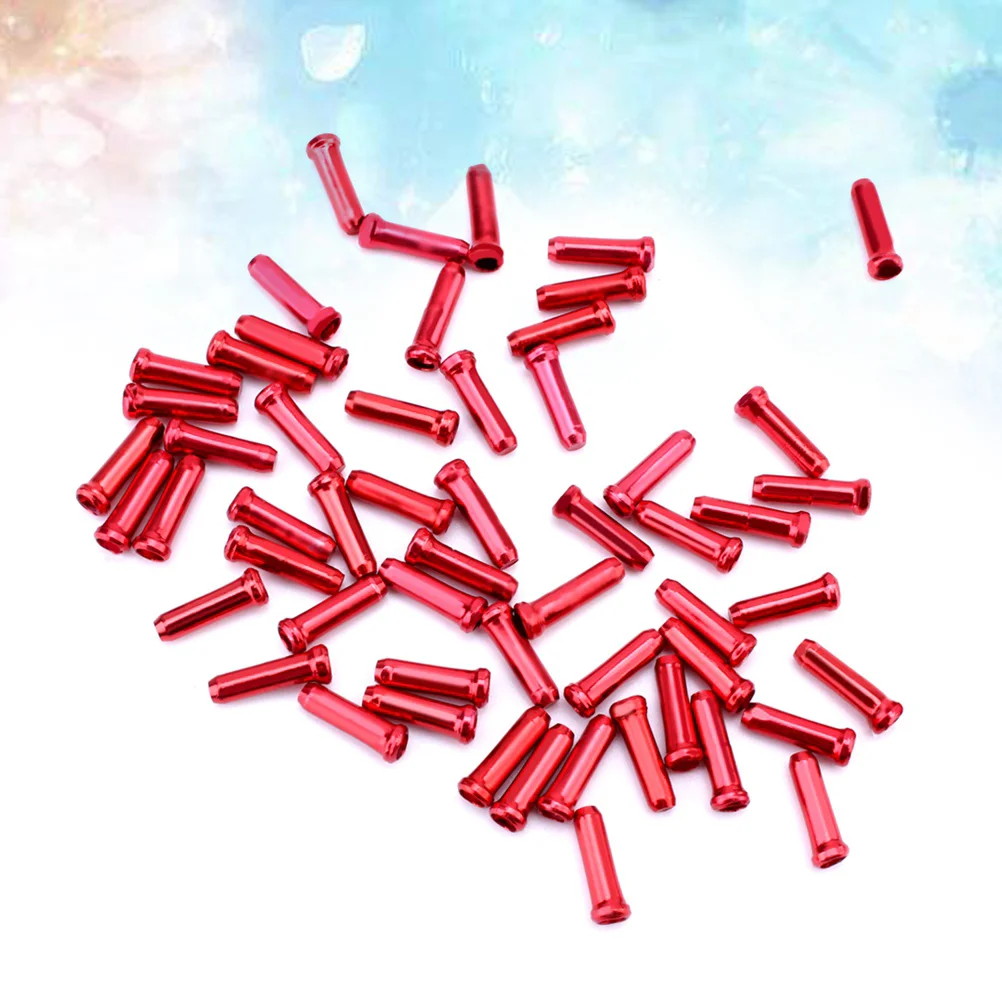 

50pcs MTB Mountain Bike Brake Cable End Tips Crimp Aluminum MTB Bike Inner Wire Core (Red)