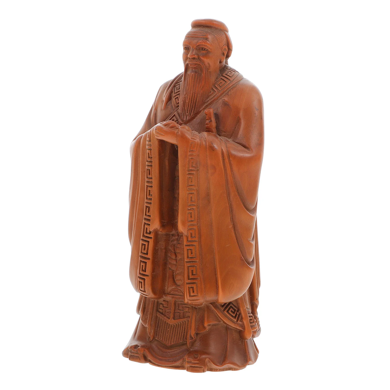 

Confucius Ornament Yoga Statue Chinese Famous Statue Manual Wooden Craft Figurine Boxwood Confucius Figurine Wood Office