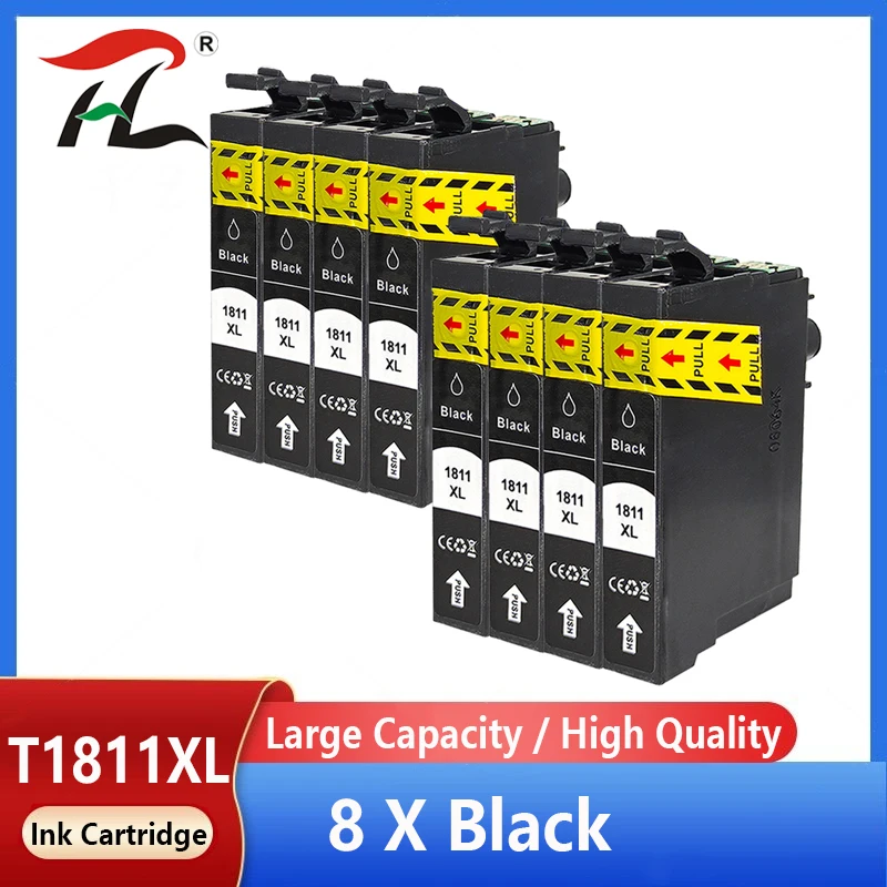 

8PK Black Ink Cartridges Compatible for EPSON 18XL T1811 T1814 XP312 XP205 XP225 XP212 XP215 XP302 XP412 XP402 XP415 Printer