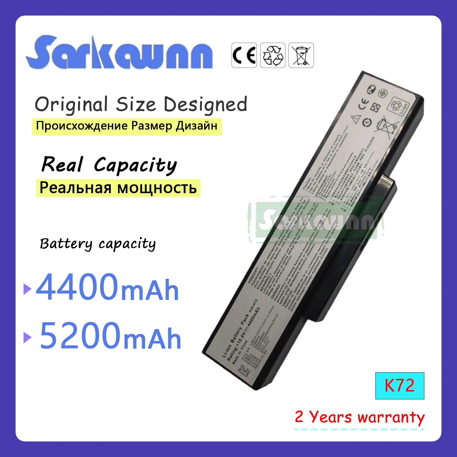 

Sarkawnn 5200mAh A32-K72 Laptop Battery for ASUS K72Y K73 K73B K73BR K73BY K73E K73J K73JK K73S K73SD K73SJ K73SM K73SV K73T