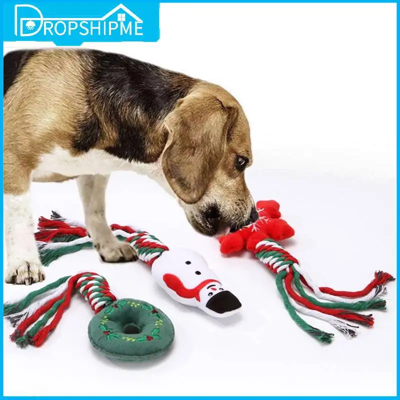 

Дропшиппинг, Рождественская дизайнерская игрушка для собак, жевательная хлопковая веревка для жевания, узел для чистки зубов, аксессуары для домашних животных