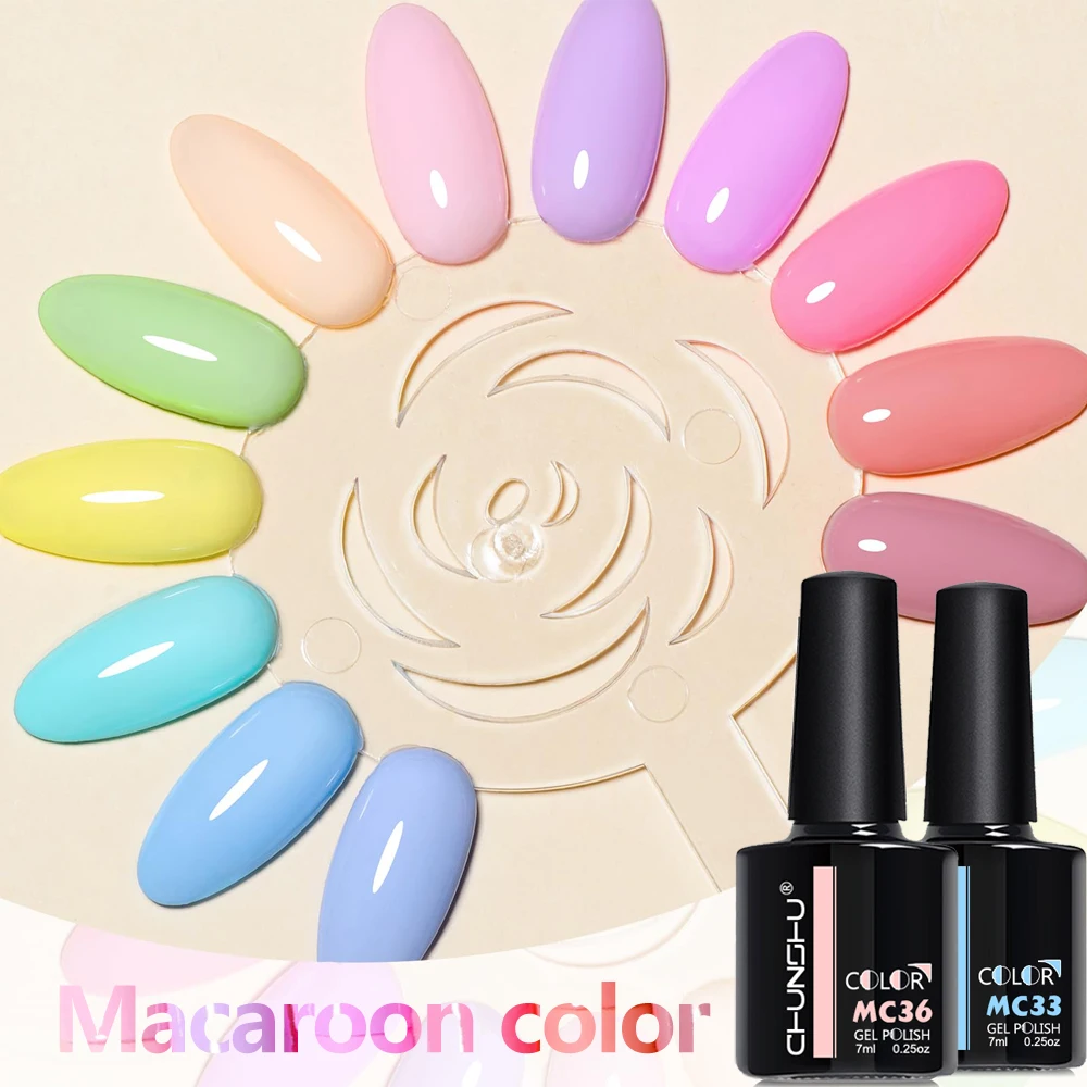 CHUNSHU 6 шт. Набор цветов УФ-гель-лак для ногтей Macaroon Color Gelpolish Soak Off Розовый Зеленый