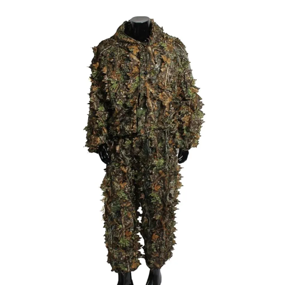 

Mens 3D Clothes Lightweight Hooded Camouflage Ghillie Leaf Suit
