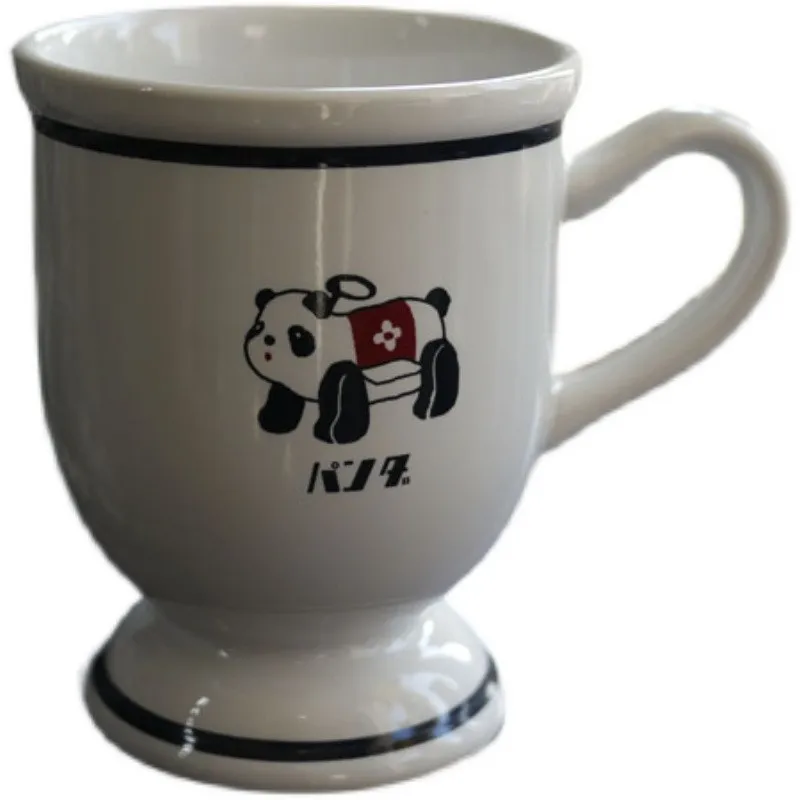 

High Foot Ceramic Coffee Mugs Milk Tea Water Cups Kitchen Dinnerware Birthday Presents Party Gifts Swan/Panda/Cat Finished 200ML