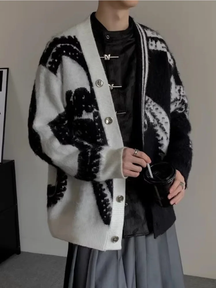 Кардиган с v-образным вырезом и принтом тай-дай верхняя одежда мужской