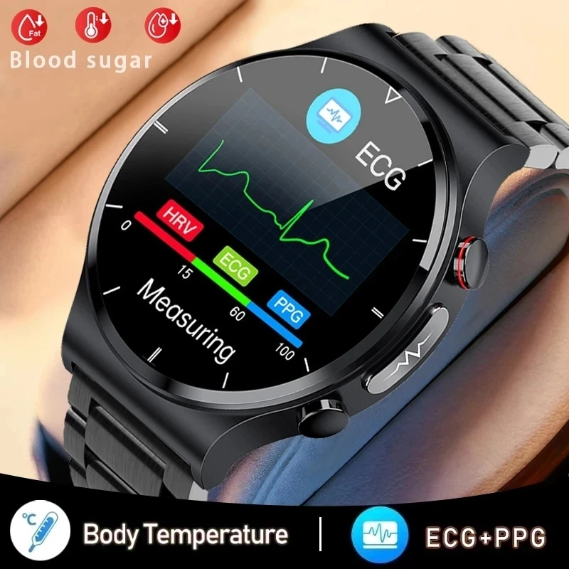 

2023 New ECG+PPG Health Smart Watch Men Blood Sugar Blood Pressure Blood Oxygen Watches IP68 Waterproof Smartwatch Thermometer