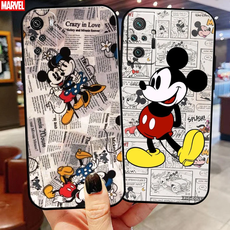 

Cartoon Mickey Minnie Mouse Duck For Xiaomi Redmi Note 10 10S 10T Pro Max 5G Phone Case Coque Soft Liquid Silicon Black Carcasa