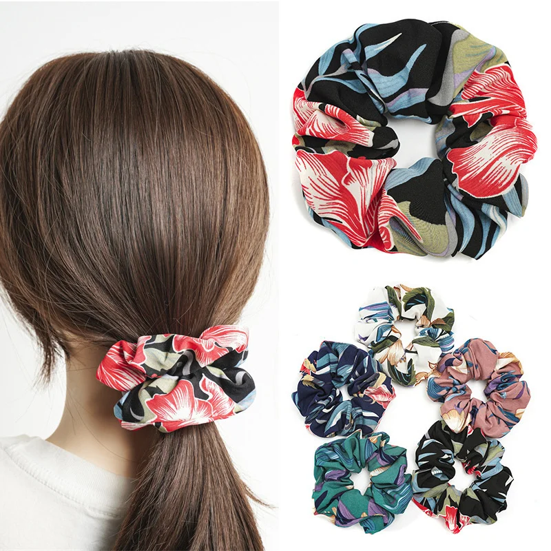 

10CM Large Flower Hair Scrunchies Women Hair Ties Rubber Band Ponytail Holder Elastic Hair Band Headwear Hair Accessories