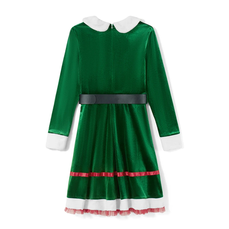 Женский оригинальный комплект для косплея зеленое бархатное платье средней
