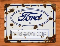 tin sign ford tractor white rustic farm barn wall decor vintage motorcycle garage home decor
