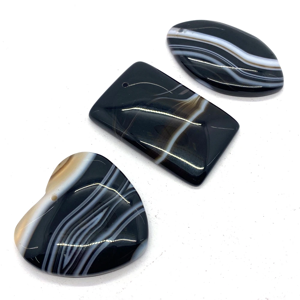 5 шт./лот натуральный камень черный оникс полосатый кулон счастливый амулет