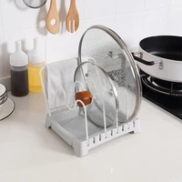 kitchen countertop u groove bracket detachable adjustable pot lid magazine storage rack with towel rod