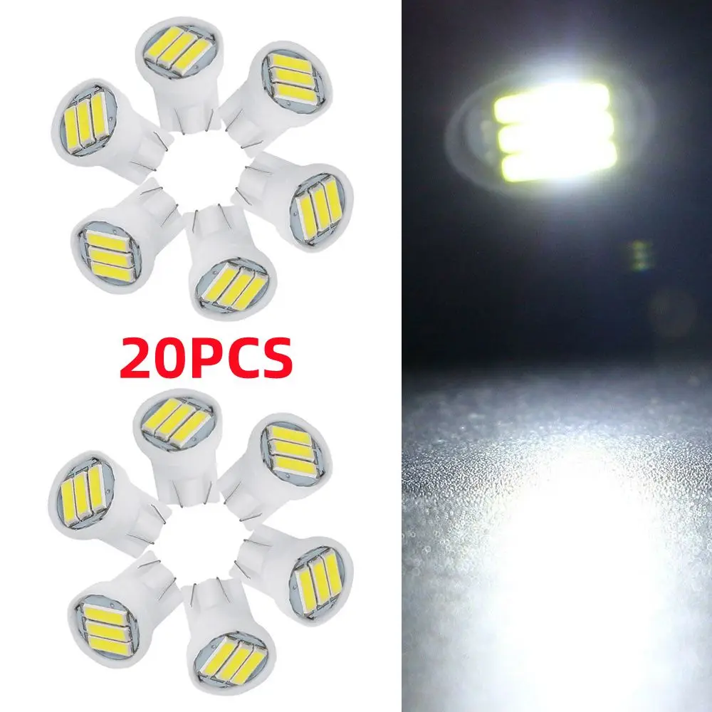 

20pcs Super Bright Light Bulbs 7020 3SMD COB LED Car LED Reading Bulbs Dome Map T10 W5W License Plate Light