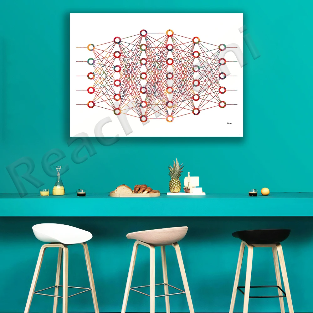 

Neural Network Science Art Prints ANN Topology Poster Artificial Intelligence Watercolor Picture Decorative Painting