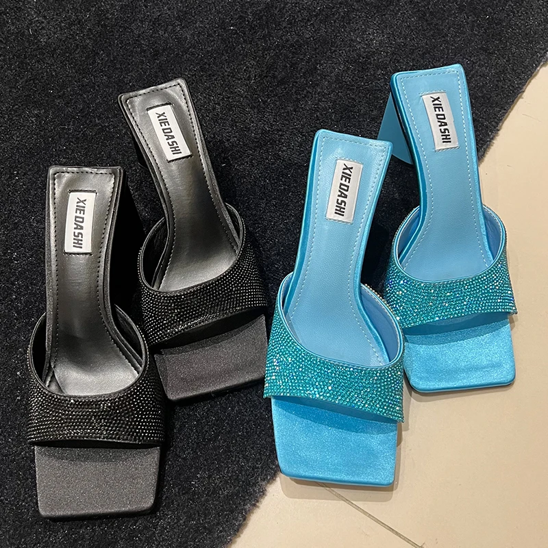 

Women Pumps Gladiator Slippers Party High Heels New Summer Ladies Sandals 2022 Luxury Rhinestones Female Shoes For Women Slides