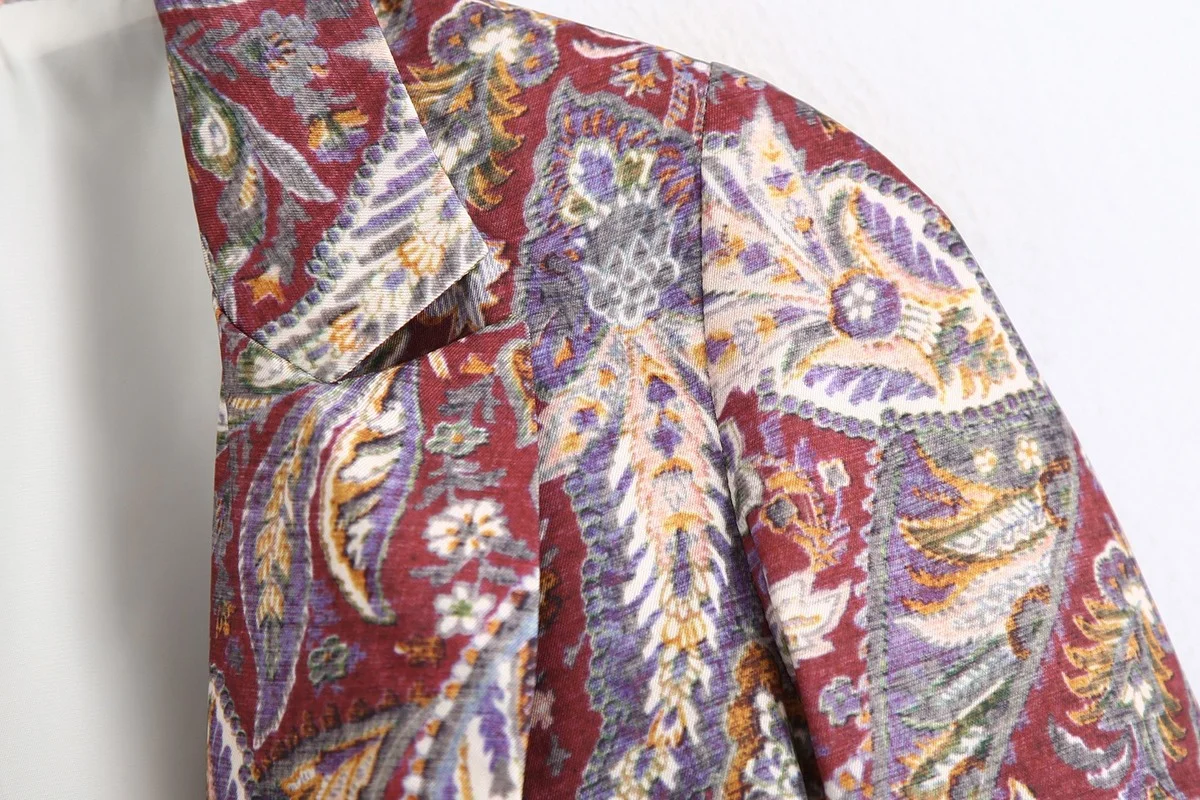 2021 Fall New Women Chic Printing Long Sleeve Leisure Blazer Coat Ladies Casual Pockets Open Stitch Outwear Suit Tops Streetwear