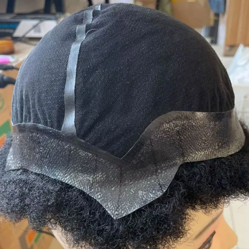 

Customized Hairpiece Afro Toupee For Black Men African 4mm 1B20%Gray Color Afro Wig 150% Density Toupee Hairpieces