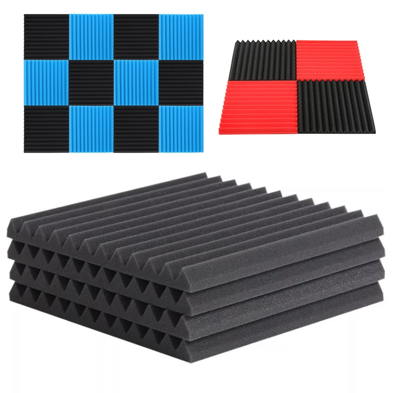 

12PCS 300x300x25mm Acoustic Foam Sound Insulation Panels for KTV Bar Soundproofing Studio Wedges Sound Proofing Multiple Color