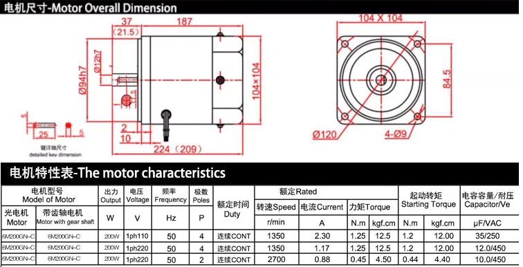 BringSmart 6M200GN-CC 200 Вт высокоскоростные двигатели с оптической осью переменного тока