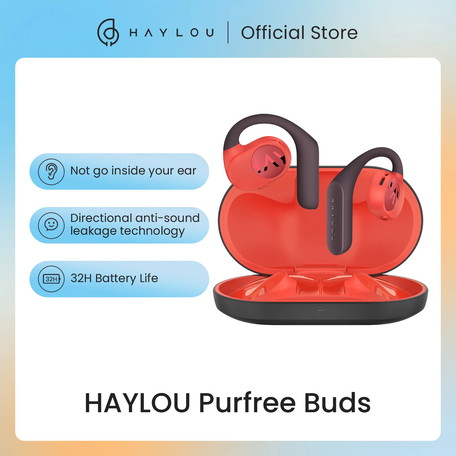 

HAYLOU PurFree Buds True Wireless Open Earbuds 16.2mm Dynamic Driver Anti-Sound Leakage Call Noise Cancellation Sport Earphones