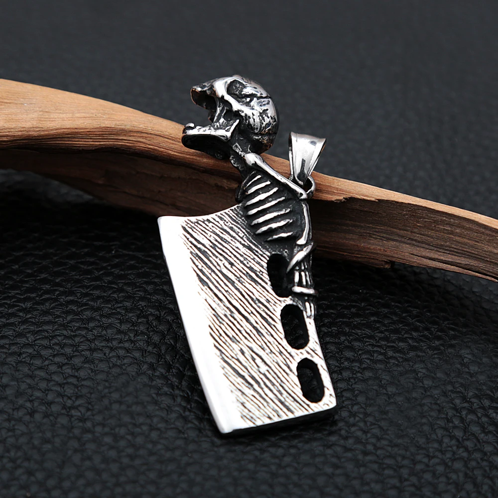 

Gothic Knife Necklace Punk Hip Hop Rock Stainless Steel Skull Pendant For Men Fashion Bottle Opener Jewelry Gift Wholesale