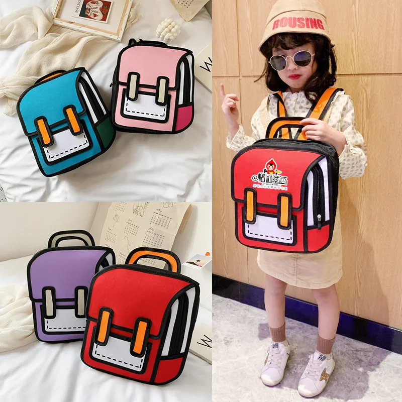 Anime Schoolbag Primary School Training School Anti Splashing Backpack Art Calligraphy Tutoring Class Waterproof Canvas Bag