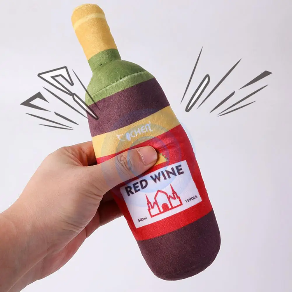 

Wine Bottle Dog Plush Toy Plush Wine Whiskey Bottle Dog Toy for Medium Small Dogs Squeaky Crinkle Pet Teether Funny for Birthday