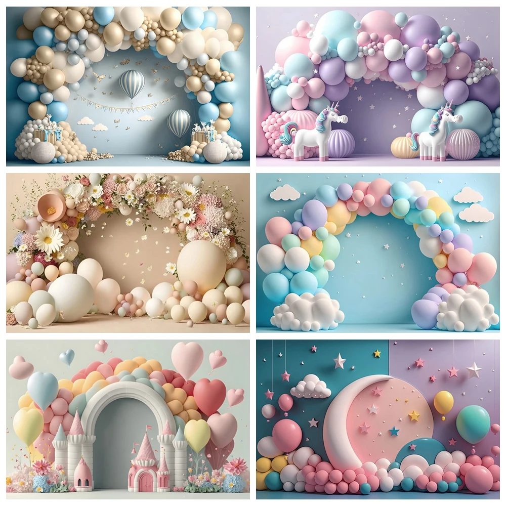 Фон для фотосъемки новорожденных с изображением торта 1-го дня рождения