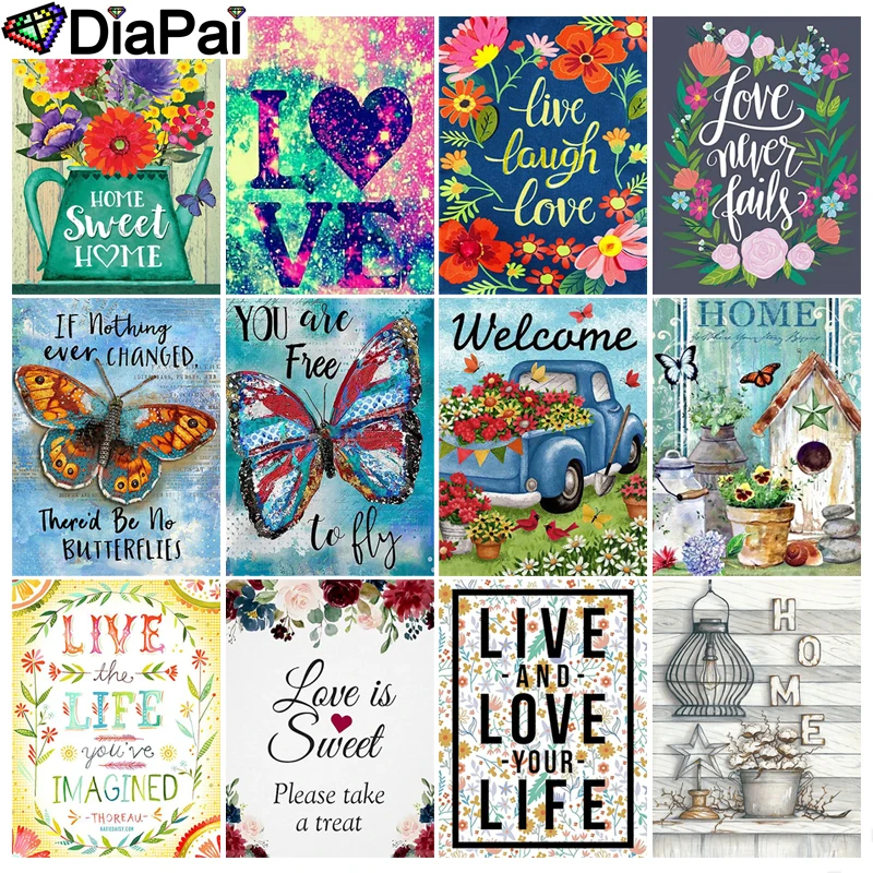 

Алмазная 5d картина DIAPAI, полноразмерная/круглая картина с буквами алфавита, ландшафта, искусственная вышивка, домашний декор