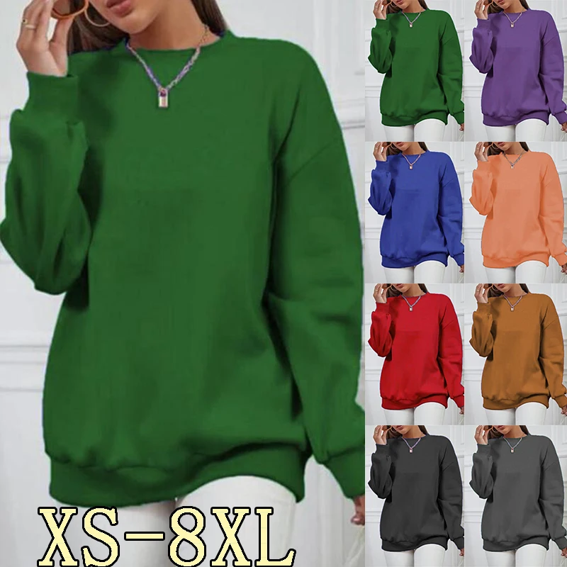 

Women's New Autumn and Winter Personality Trend Long Sleeves Solid Color Fashion Casual High Quality Pullover 2022 XS-8XL