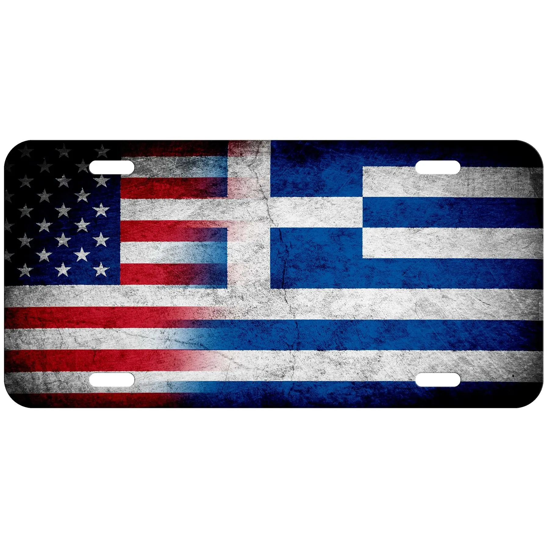 

High Grade Aluminum License Plate - Flag of Greece (Greek) - Rustic/USA