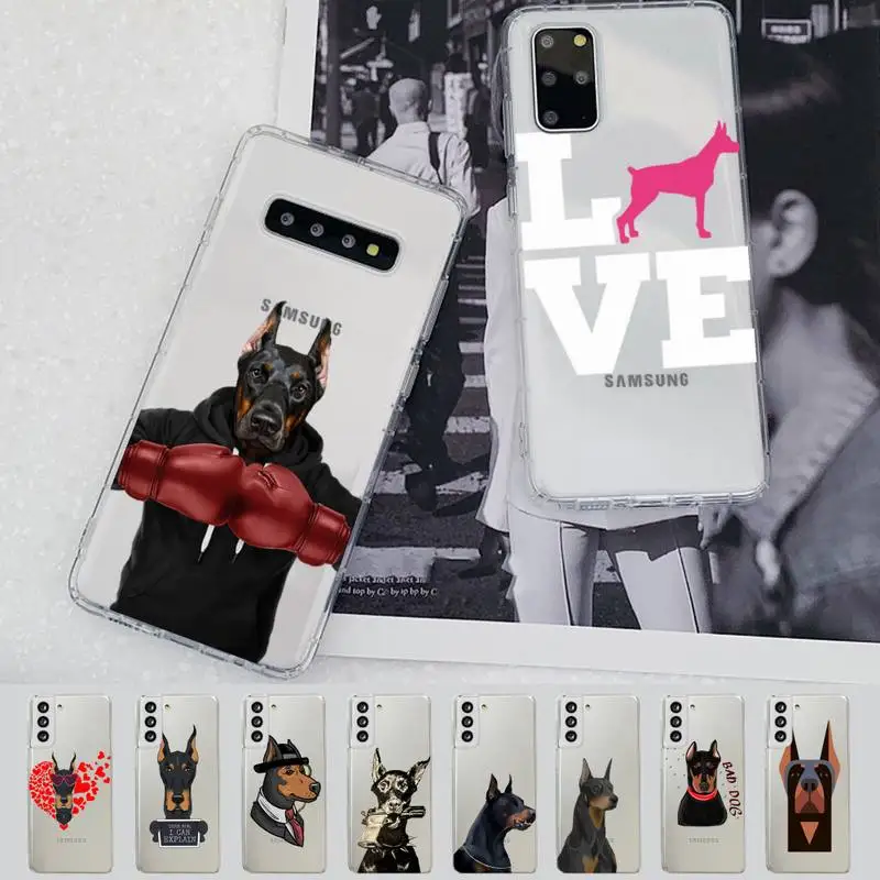 

Cool Doberman Phone Case for Samsung S20 S10 lite S21 plus for Redmi Note8 9pro for Huawei P20 Clear Case