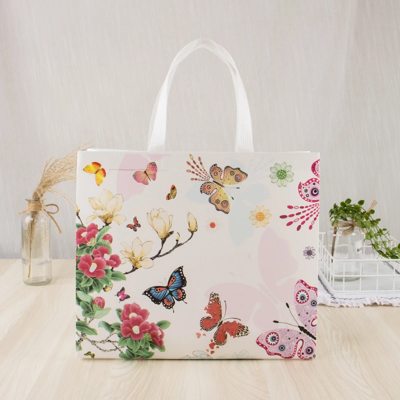 

Butterfly Printing Eco Bag Shopping Bags Waterproof Reusable Non-woven Fabric Shopping Pouch Takeaway Bag Storage Bags
