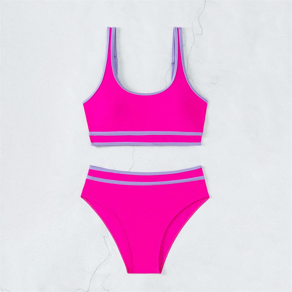 Бикини с высокой талией на бретельках танкини Раздельный купальник Y2K пуш-ап