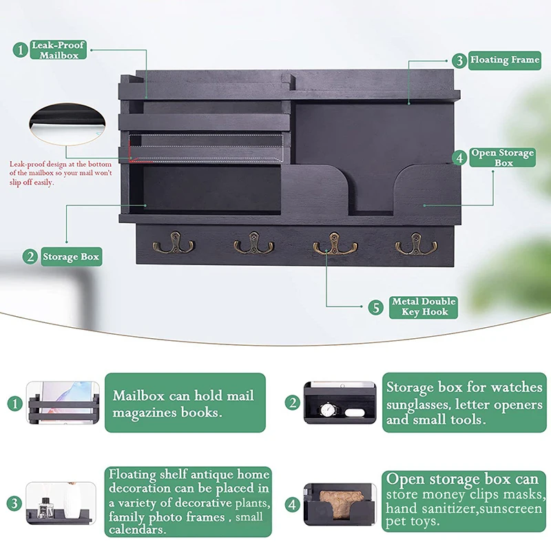 Настенный держатель для ключей с полкой