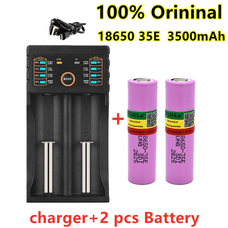 

Neue Original 3,7 V3500mAh 20A Entladung INR18650 35E 18650 Li-Ion 3,7V Rechargable Batterie + Ladegerät