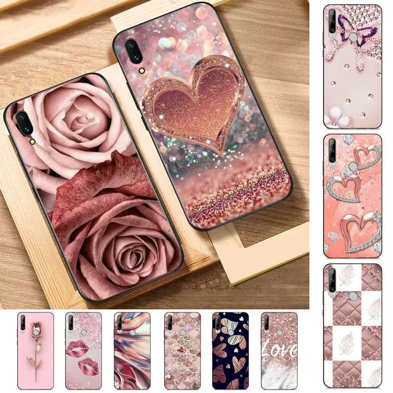 

Love Rose Gold Style Phone Case for Huawei Y 6 9 7 5 8s prime 2019 2018 enjoy 7 plus