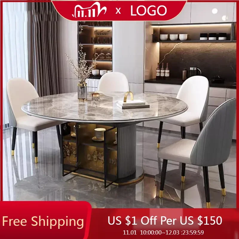 Круглый обеденный стол выдвижной роскошный расслабляющий дизайнерский складной